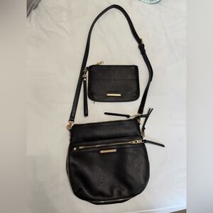 Poppy & Peonies Black Crossbody Bag Set